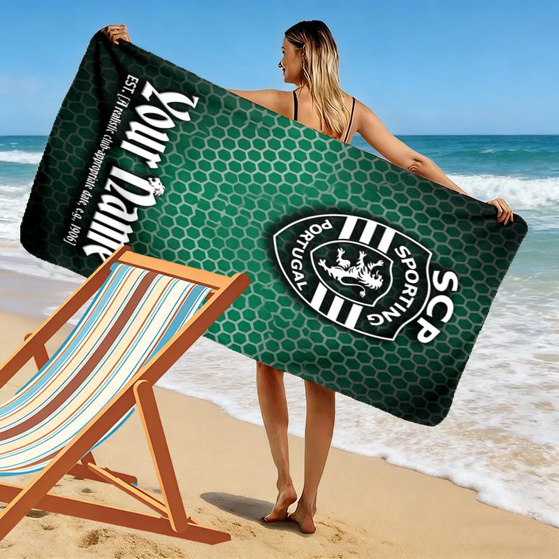 Name Custom Sporting CP Print Beach Towel, Large Soft Quick Dry Towel for Beach Camping Swimming
