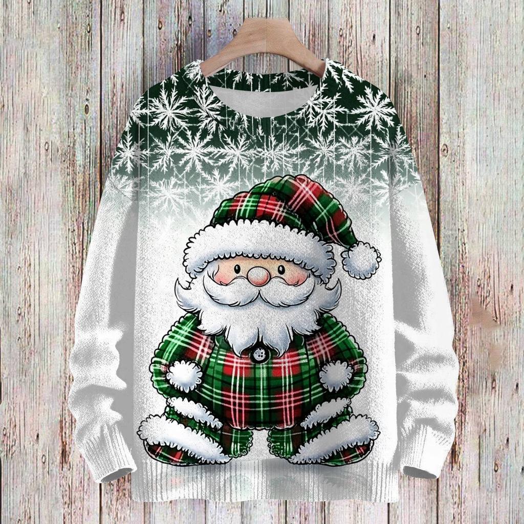 Рождественские толстовки для детей, вязаные свитера для мальчиков и девочек, симпатичные рубашки, осенние свитера с круглым вырезом, топы