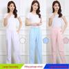 Thick Elastic Waist Nurse Uniform Pants - White, Pink, Blue, Green, Large Size