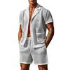 Seaside Beach Sexy Two Piece Sets Mens Fashion Hollow Out Breathable Mesh Shirts and Shorts Suits Men Daily Leisure Mesh Outfits
