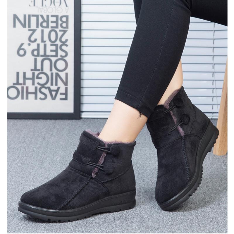 Модные женские зимние сапоги 2025 года, новые нескользящие теплые ботинки, повседневные плюшевые ботинки на платформе, женские высокие нескользящие хлопковые туфли