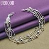 925 Sterling Silver Snake Chain Romantic Bead Bracelet Gift Fashion Jewelry