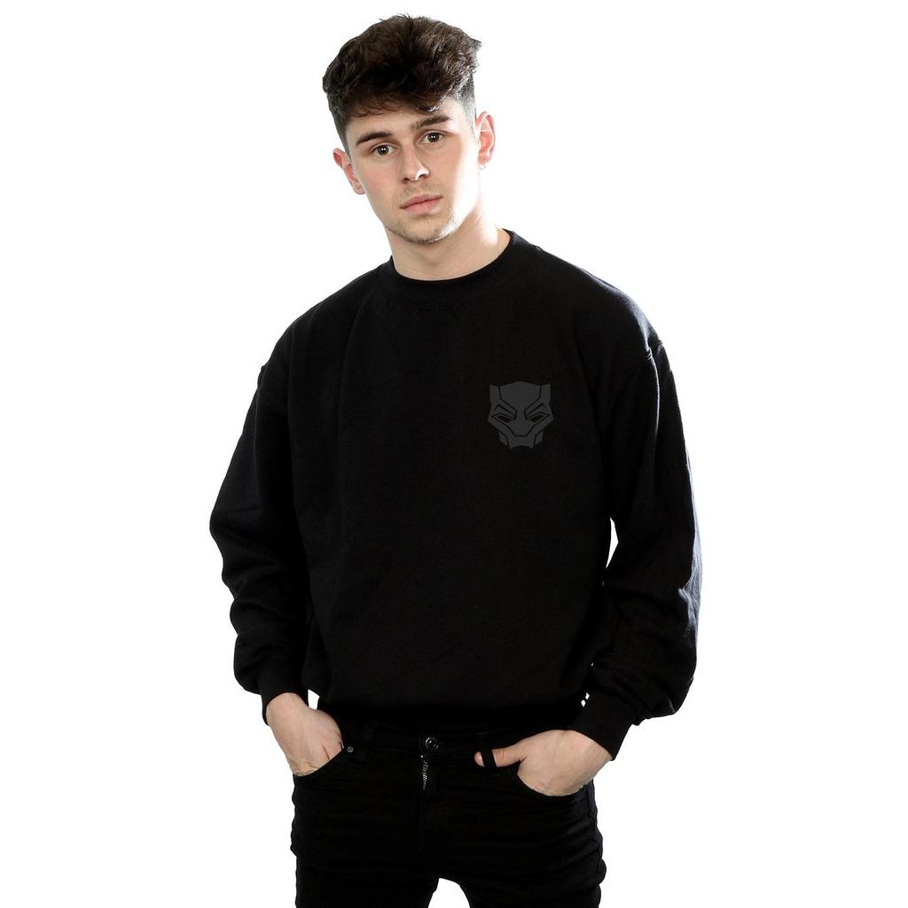 Marvel Mens Black Panther Black On Black Chest Print Sweatshirt