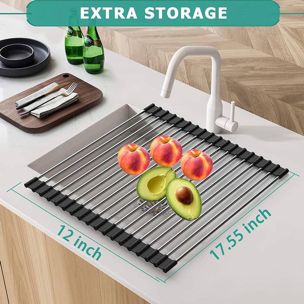 Полка для посуды, кухонная стойка для стоков, складная полка для посуды из нержавеющей стали на раковине