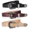 Metal Engraved Buckle Women'S Belt, Three-Piece Set Of Retro Spice Girl Decorative Jeans Belt Women