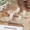 Women Slide Sandals Minimalist Cross Band Beach Hemp Rope Slides Espadrille Flip Flops Two Straw Straps Shoes Female Slippers