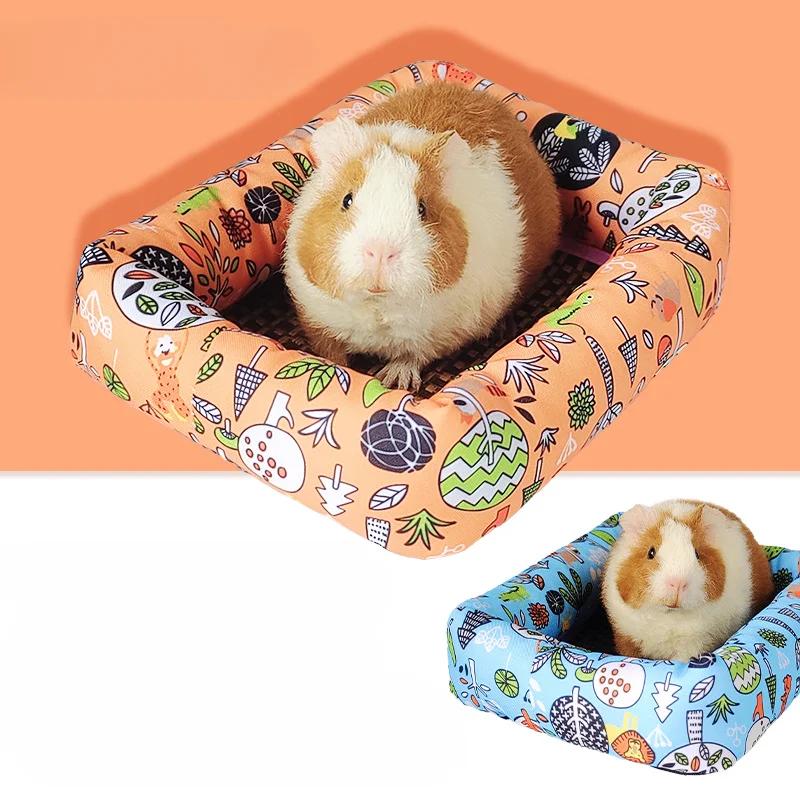 Летний коврик для маленьких домашних животных Cool Nest Puppy Kitten Ratan с милым принтом для маленьких домашних животных, охлаждающий коврик для морской свинки, хомяка, шиншиллы, маленькая клетка