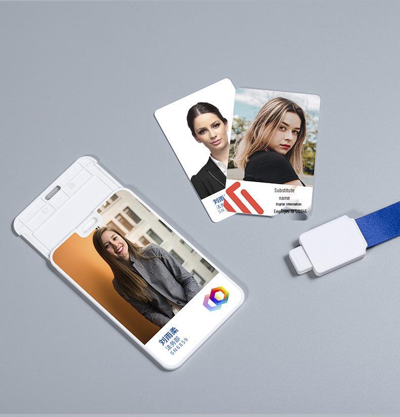 Двусторонний держатель для ID-карты с выдвижным шнурком - Полноэкранный дизайн с возможностью печати логотипа для студентов и профессионалов