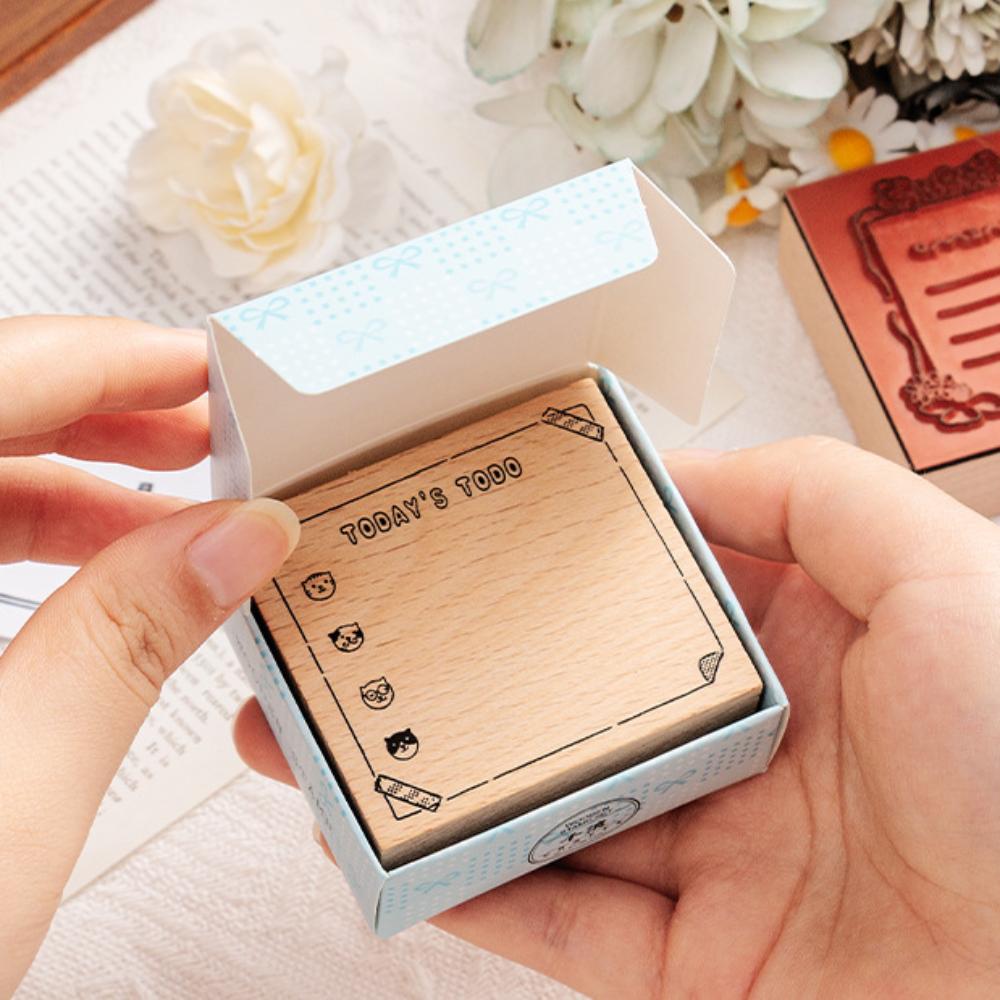 Portable Monthly Calendar Seal Wooden DIY Decorative Printing Stamp Seal Calendar Stamp Seal