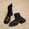 Ретро узкие ботинки коричневые носки ботинки женские 2025 популярные осень и зима зарубежный стиль маленькие короткие ботинки маленькие ботильоны