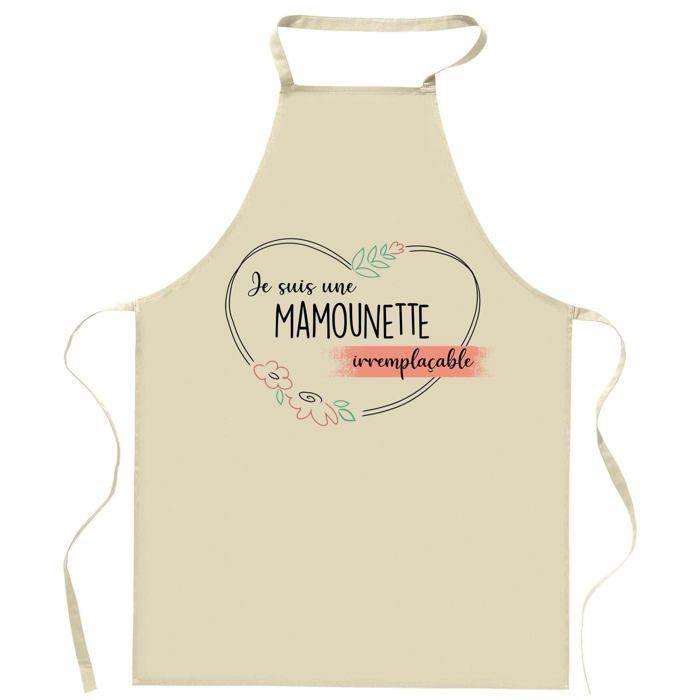 Tablier de cuisine - Mamounette Irremplaçable - Impression bretonne - Coton résistant - Fabrication française