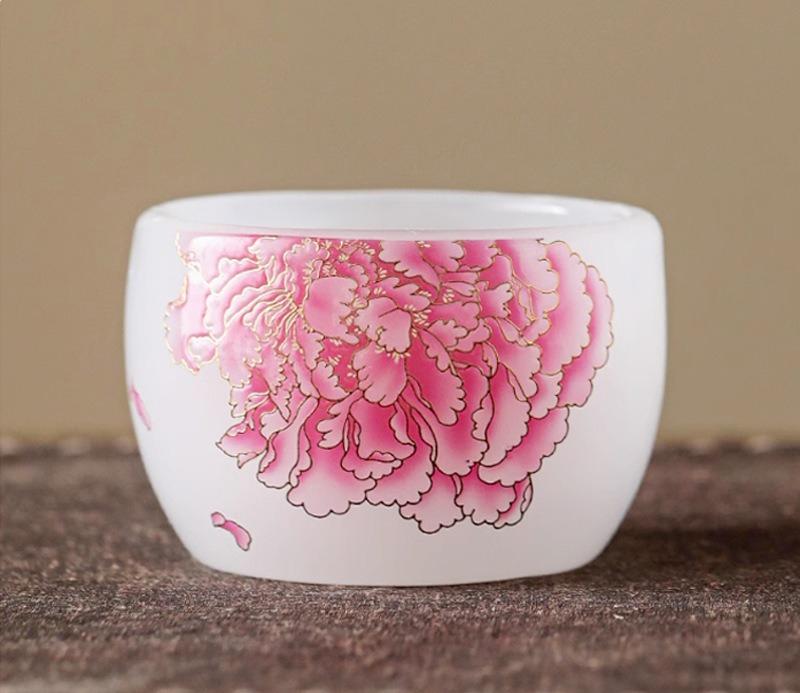 Pink Peony Kung Fu Tea Set Cover Bowl High-grade Anti-scalding Sancai Cover Bowl Light Luxury Tea Brewing Ware Teacup