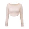 Spring and Summer Tops for Women Short Tight Sexy Zipper Knitted Sweater Short Wide Neck Long Sleeve T-shirt