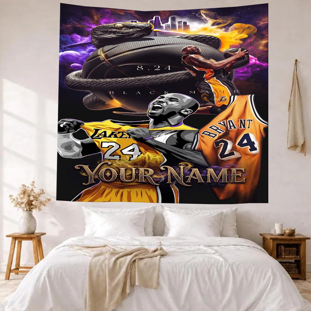 Kobe Custom Your Name Wall Decor Tapestry Art For Pet Memorial Birthdaywedding Party Backdrop Family Gift