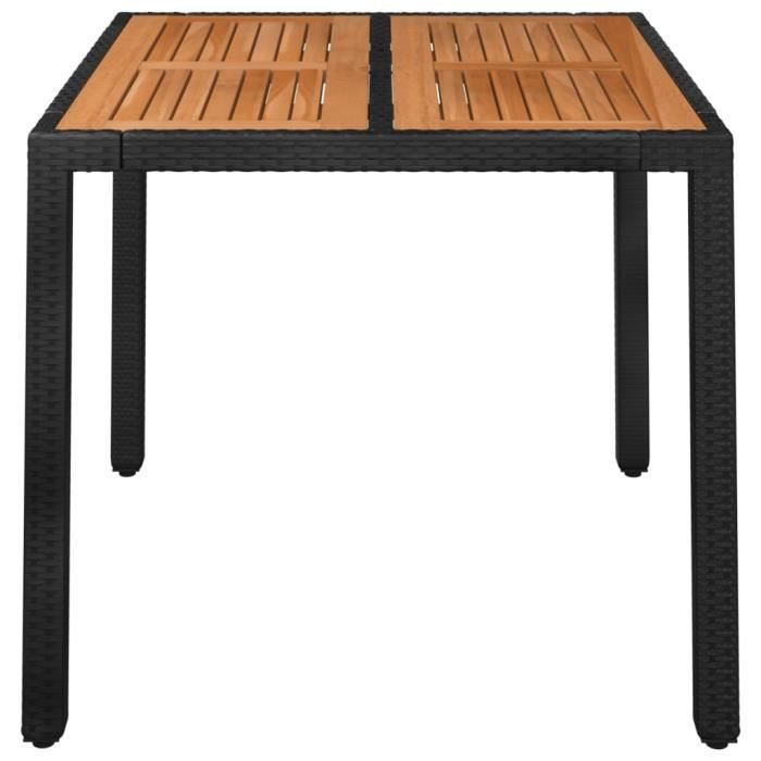 VidaXL Garden Table Wood Top Black 90x90x75 Cm Woven Resin 319897