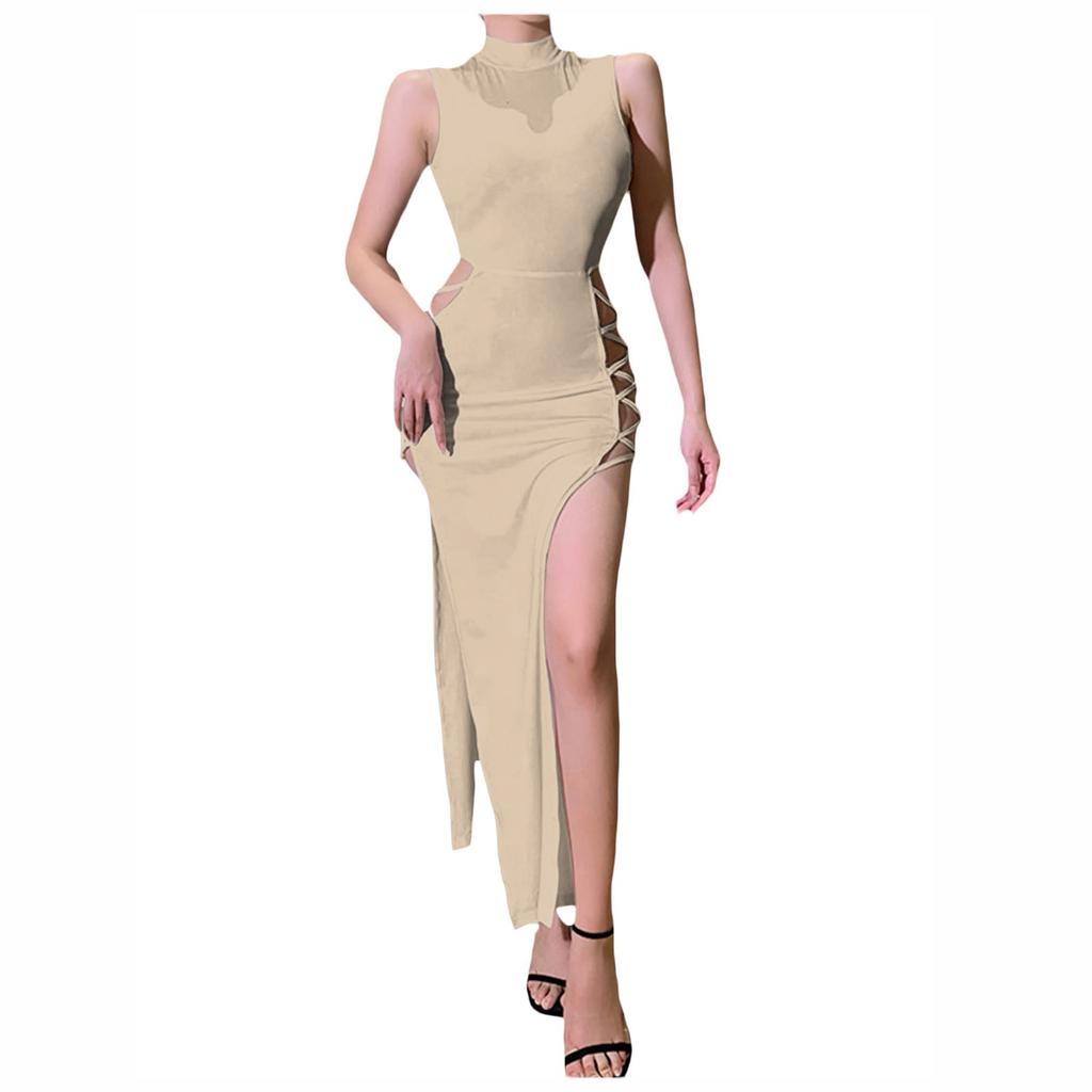 Женское сексуальное вечернее платье, сексуальное клубное ночное платье, женское повседневное черное коктейльное клубное платье с разрезом, с высоким разрезом