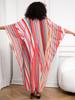 EDOLYNSA Striped Pink Kaftan Women's Robe Long Dress Bohemian Moo Moo Dress Swimsuit cover-up Homewear Outfit Fresh dress Q1289