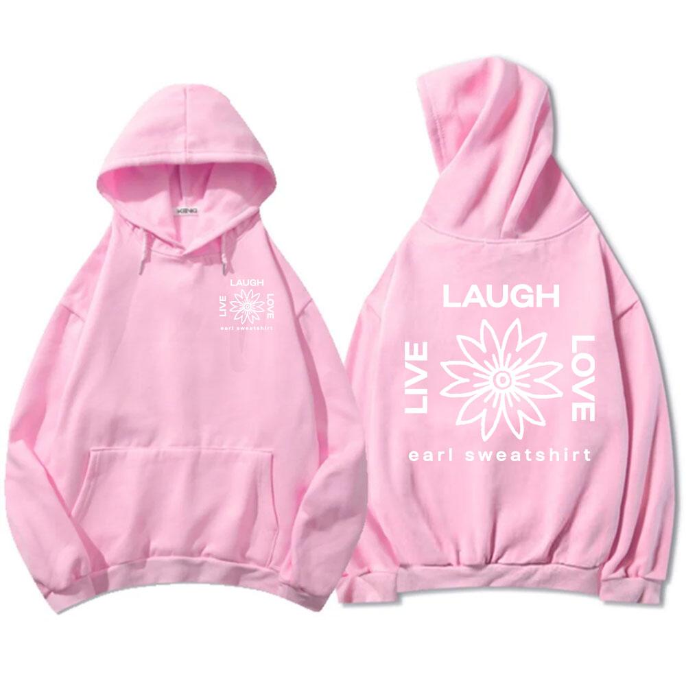 LLL FLOWER Print Hoodies Earl Sweatshirt Live Laugh Love Sweatshirt Autumn Fleece Male Hooded Pullovers Casual Men Clothes