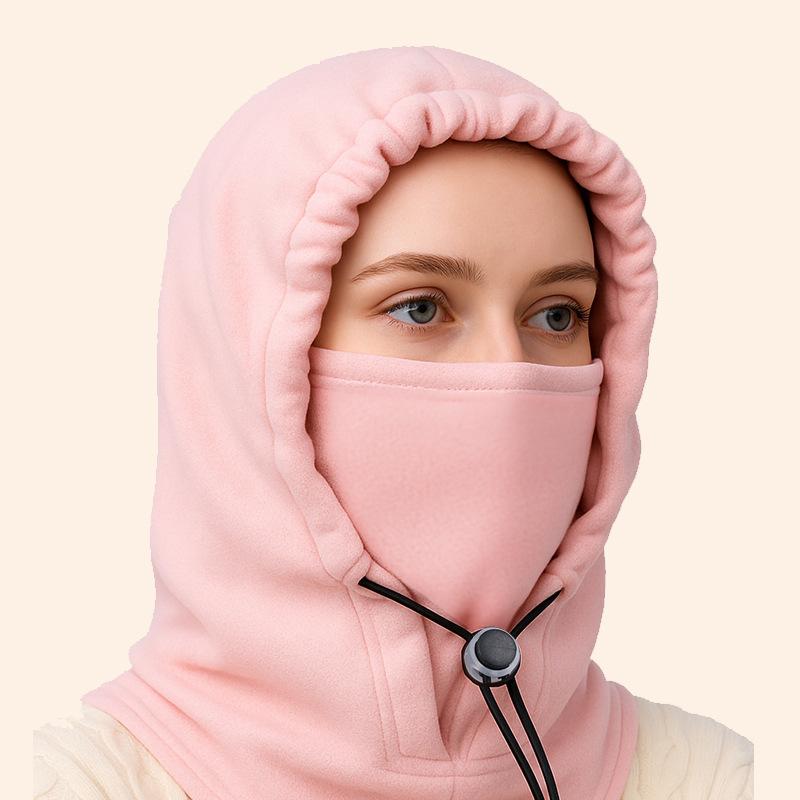 Зимняя шапка из полар-флиса, ветрозащитная маска для катания на лыжах, женская шапка, шарф, интегрированный капюшон для занятий спортом на открытом воздухе, теплый капюшон