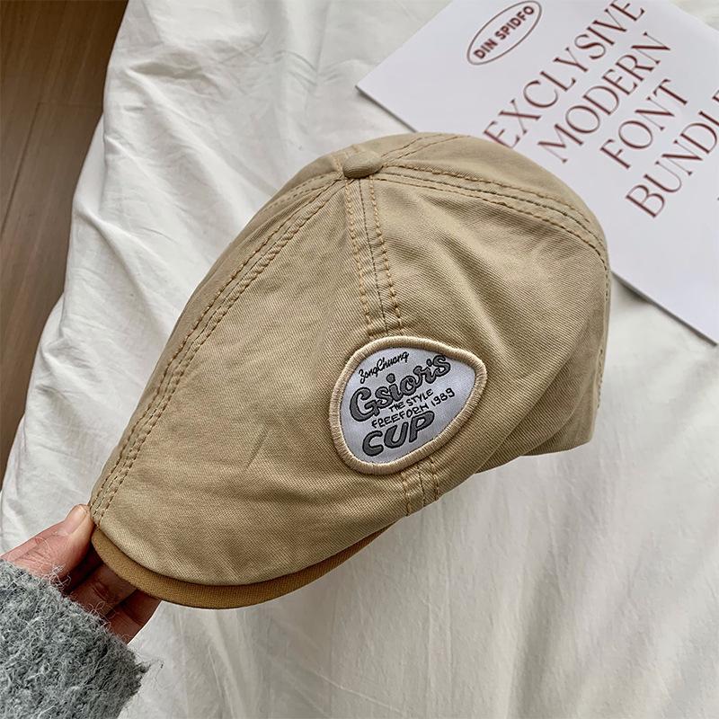 American niche retro forward hat women's summer versatile big head circumference beret showing face small newsboy hat