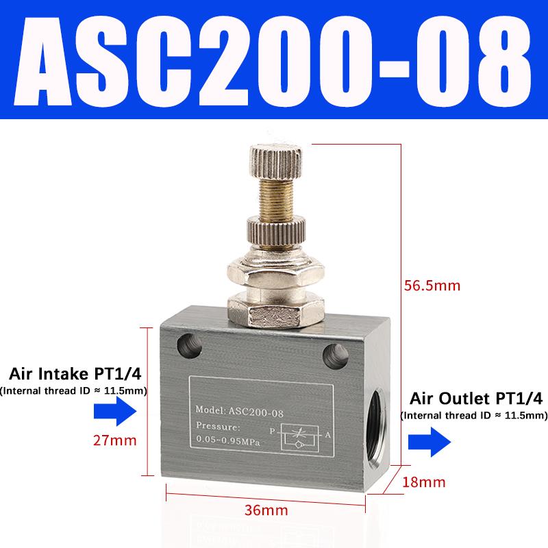 ASC100-06/200-08/300-10/15 Pneumatic One-Way Throttle Valve Adjustable Flow adjustment Speed Control Valve car Pressure Regulators 5