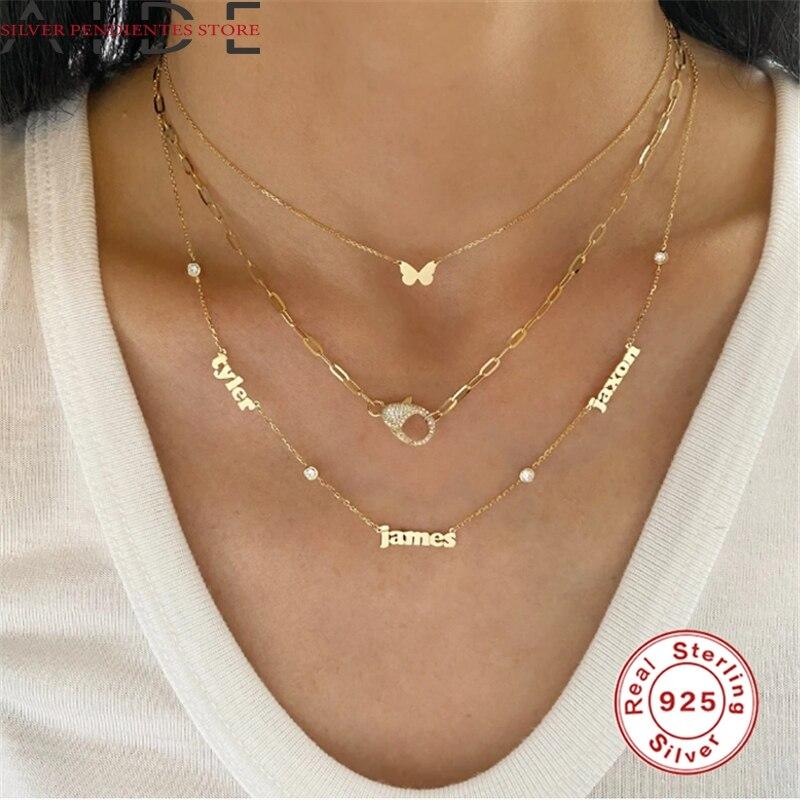 Простая цепочка-скрепка с бриллиантами, ожерелье с подвеской от сглаза, женское ожерелье с серебряной золотой цепочкой 925 пробы, ожерелье, бижутерия