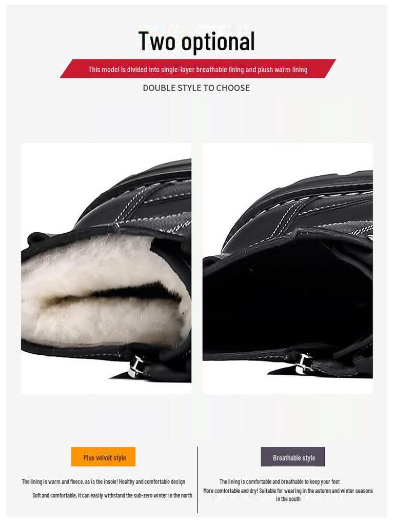 Мужские высокие кожаные хлопковые ботинки Northeast — теплые, с бархатной подкладкой для работы на открытом воздухе осенью/зимой и занятий альпинизмом.