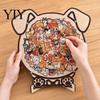 Irregular Animal Puzzles Wooden Jigsaw Puzzle, Dog Bear Theme Difficult Puzzle Challenge Game, Kids Adults Toy for Desk Decoration Stress Relief