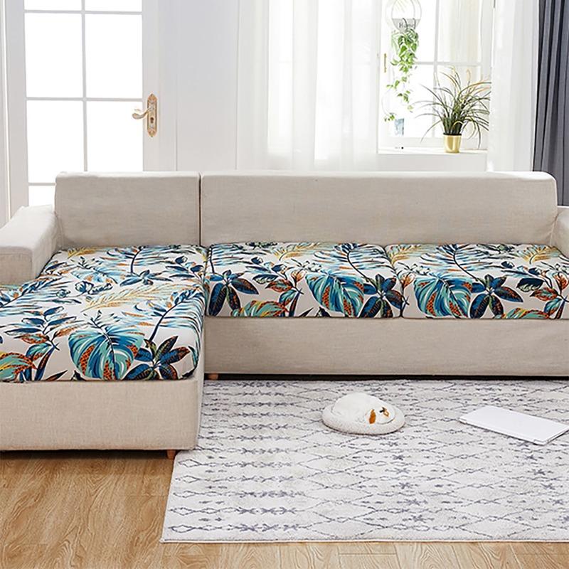 Waterproof Stretch Outdoor Sofa Covers Cushion Tropical Leaf Print Patio Furniture Protector Sectional Sofa Sets Slipcovers