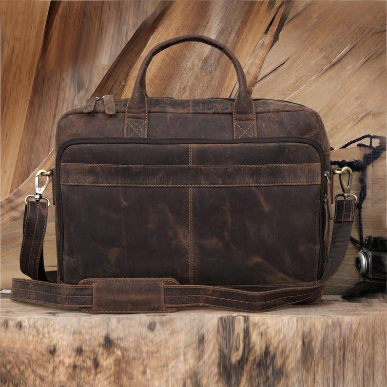 Leather Briefcase Bag Mens Laptop Messenger Bag Office Shoulder Bag Personalized Handbag for Men and Women Classic Gift for Him