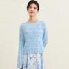 2025 Spring New Style Round Neck Micro Trumpet Sleeve Hollow Knitted Shirt for Women