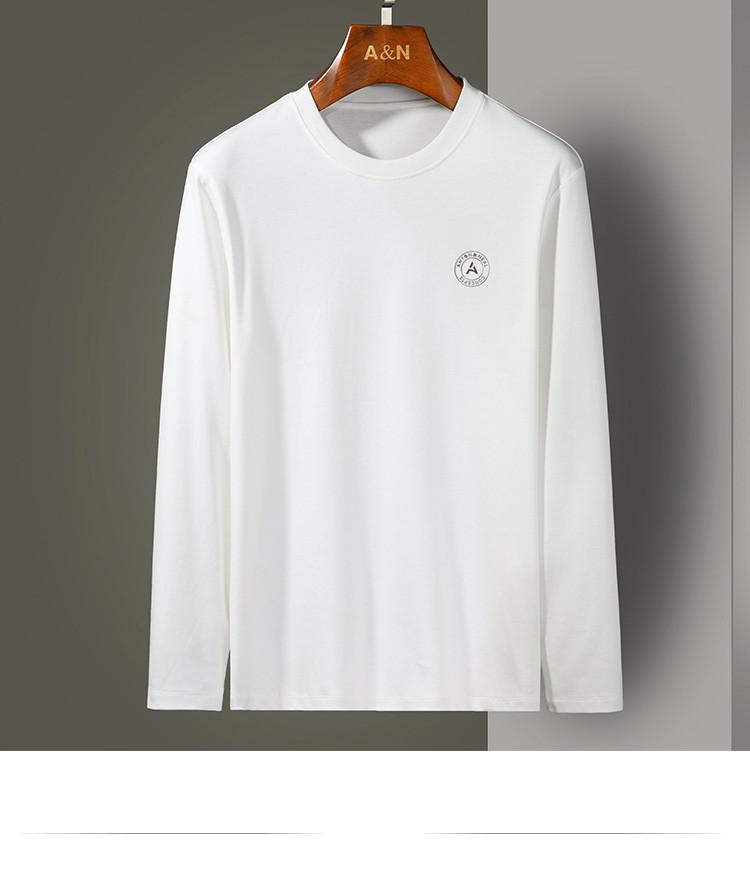 [Liquid ammonia pure cotton] Autumn round neck long sleeved T-shirt for men, comfortable, breathable, casual base hoodie