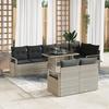 vidaXL 9-piece Garden Sofa Set with Light Grey Cushions In Poly Rattan 3348848