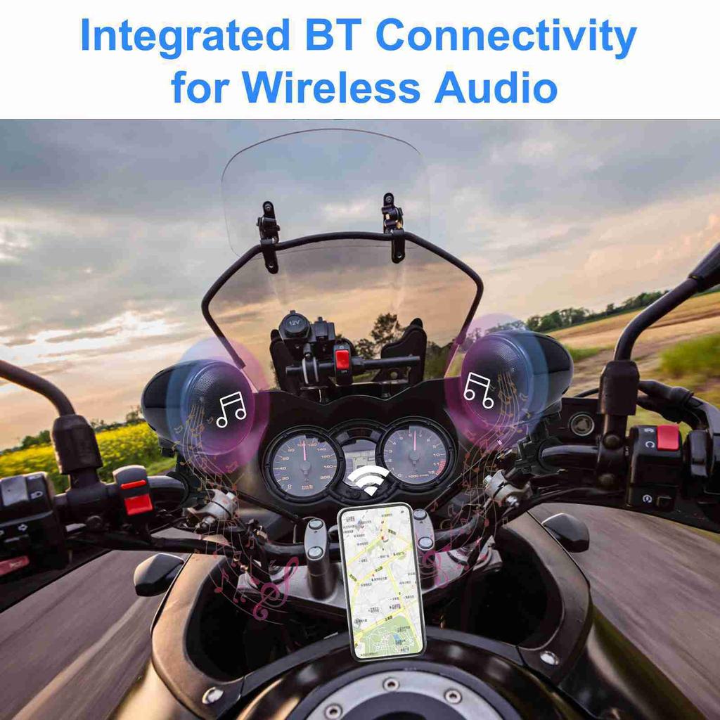 3.5inch Water Resistant BT Motorcycle Speaker with Dual 15W Speakers 300W Peak Power with Remote Control Outdoor