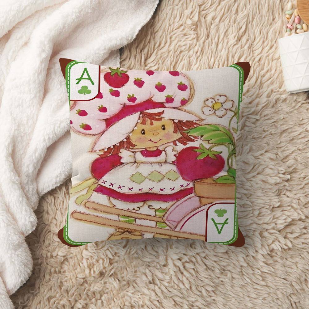 Cartoon Strawberry Shortcake Personalized Pillow Cover Kids Bedroom Wild Party Decor Pillowcase kid Birthday shower Gift