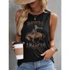 Майка с ковбойским принтом, повседневный топ без рукавов для лета и весны, женская одежда