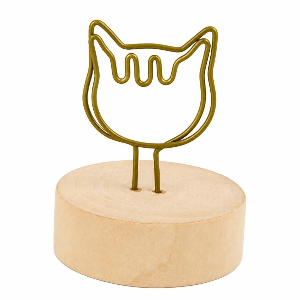 10PCS Round Log Wooden Photo Clip Cat Shape Tabletop Decor Handmade Craft Note Holder  Photo Display