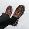 Retro Mens Thick Bottom Loafers Tassel Derby Leather Shoes Luxury Goods Men's Business Shoes Elegant Casual Dress Shoes