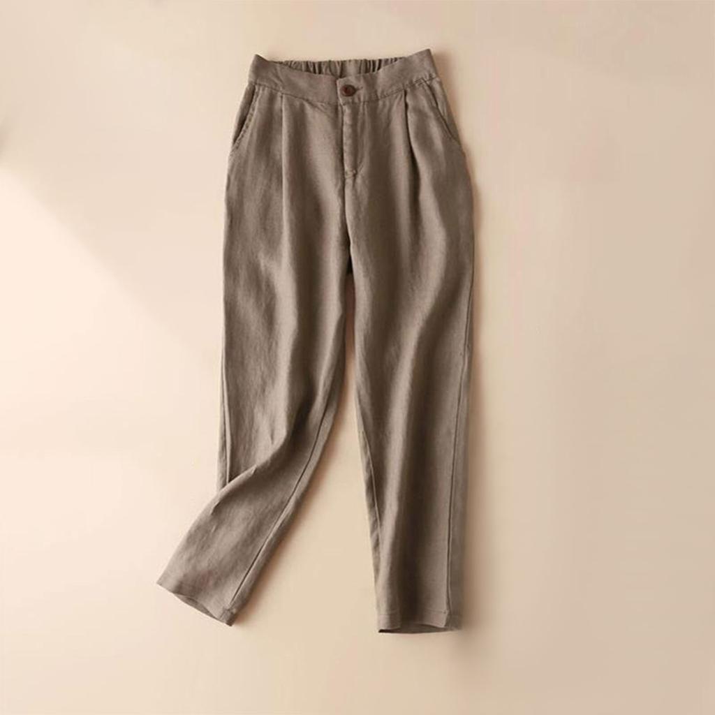 Модные женские однотонные повседневные свободные брюки с высокой талией, тонкие девятые брюки