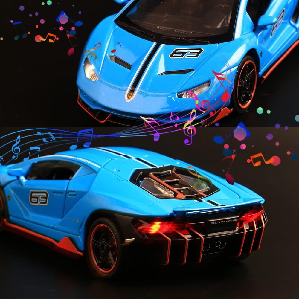 Масштаб 1/32 Lambo LP770-4, литая под давлением модель автомобиля, игрушечный автомобиль из сплава с откидным механизмом, звуком и светом, 3 открытые двери, подарок для детей, малышей, мальчиков и девочек
