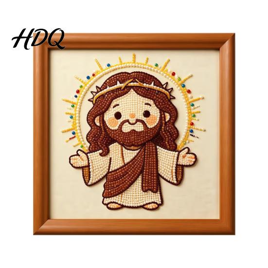 Beginner Faux Pearl Art Set Jesus Painting Kit DIY Handmade Rhinestone Faith-themed