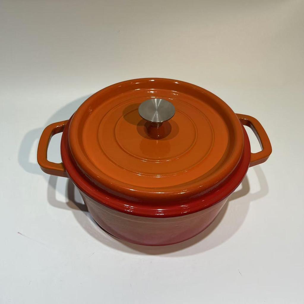 Чугунная эмалированная кастрюля премиум-класса: Кастрюли для тушения, запеканки и супа без покрытия, многофункциональная посуда с антипригарным покрытием.