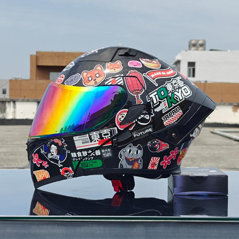 New Motorcycle Helmet Men's Face Helmet Women's Locomotive Full Helmet Summer Double Lens Universal In All Seasons