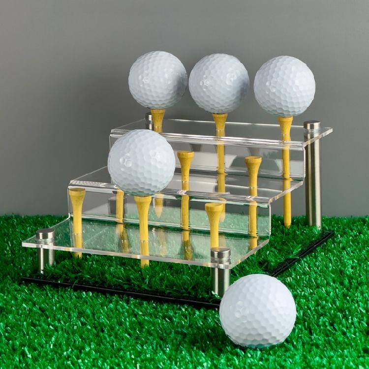 Решение для хранения 9-ball Golf Акриловая многоуровневая стойка Включает реалистичный травяной коврик и устойчивое нескользящее основание