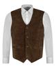 Button Men's Vest Coat Brown Soft Handmade Original Suede Leather Genuine Lambskin
