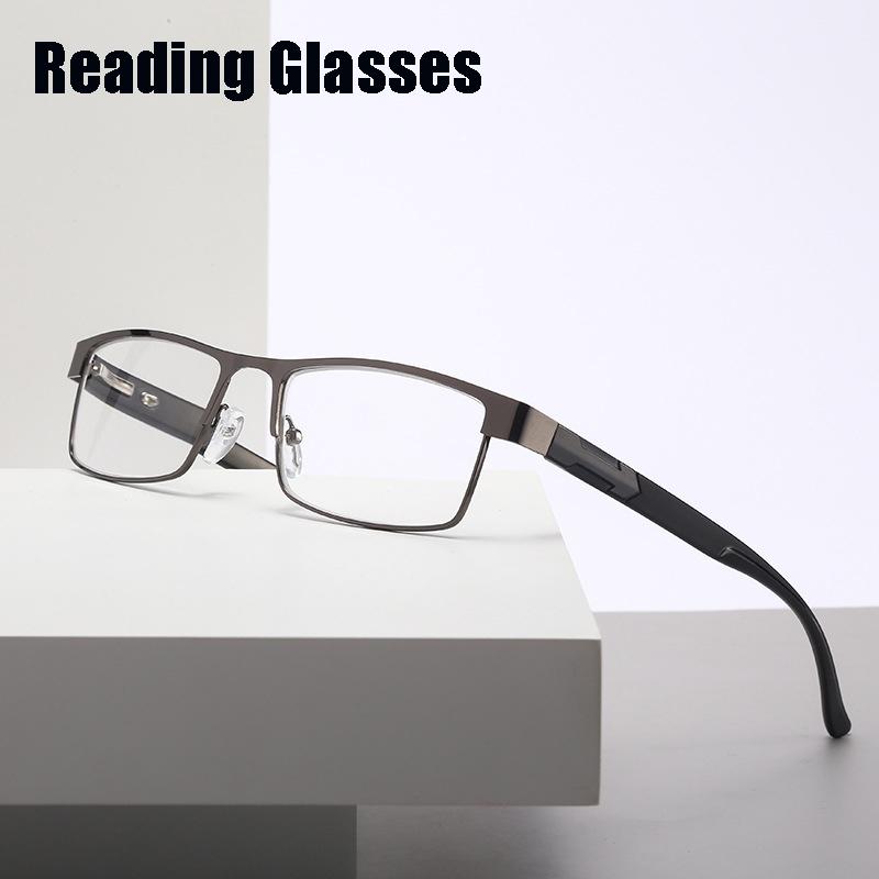 Rooftrellen Metal Frame Men Reading Glasses Vintage Business Hyperopia Eyewear Male Reading Eyeglasses +100 +150 +200 To +400