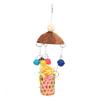 Birds Toy Coconut Shell Hanging Colorful Birds Vineball Toy for Small Medium Parrots
