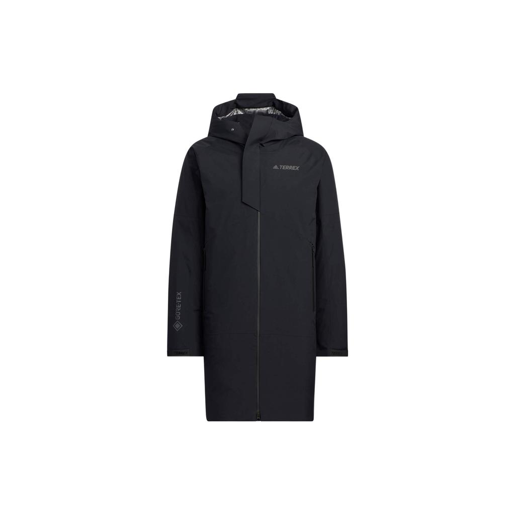 Adidas Solid Color Print Logo Zip Hooded Down Jacket Men Outerwear Black HM9715