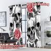 2D FLAT PRINTING 2pcs Curtains (easter decor) Skulls and Roses Design Contemporary Chic Curtains Yarn Curtains Eid al-Fitr Use