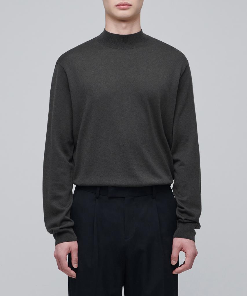 MUSINSA STANDARD Merino Wool Blend High Gauge Mock Neck Knit [Gunmetal]